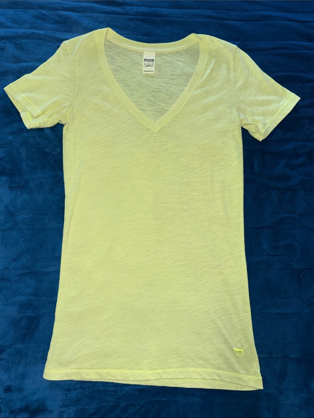PINK Victoria's Secret Neon Yellow V-Neck Tank Top size XS